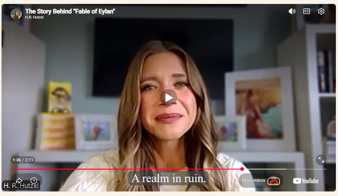 Load video: Author H. R. Hutzel shares the story behind the "Fable of Eylan" fantasy book series, inspired by her dog.